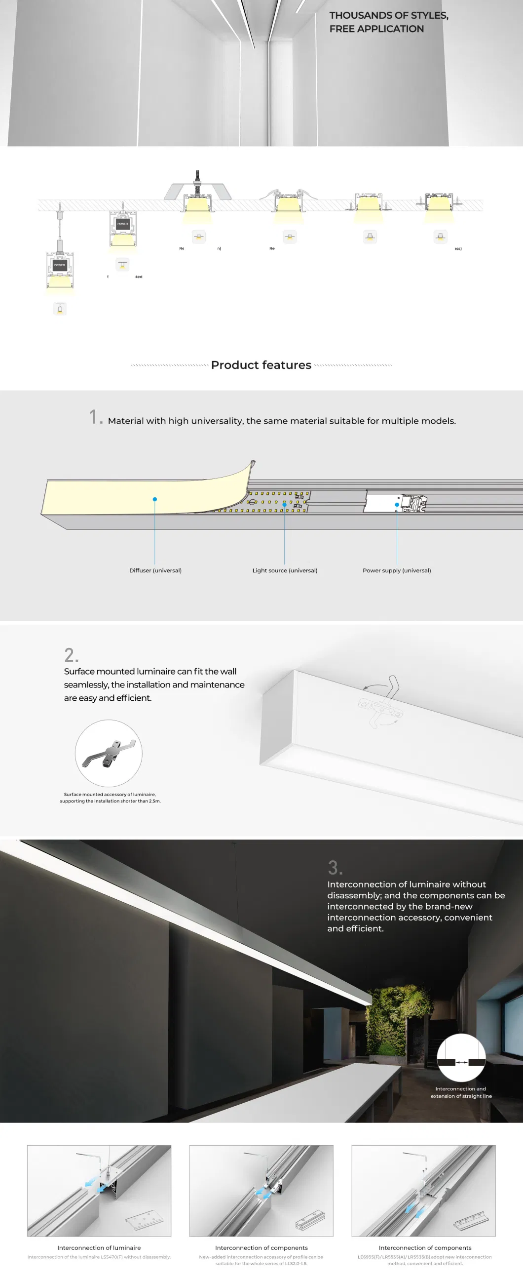 High Quality Mounted Pendant Linkable LED Linear Decorative Chandlier for Commercial Store