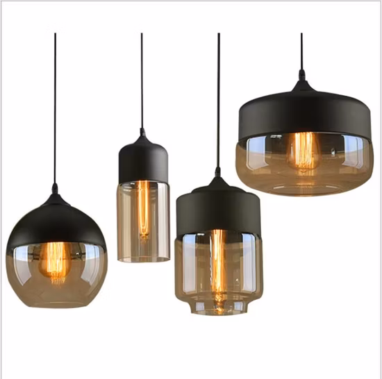 Moderno Vintage Industrial Restaurante Bar Sala de Jantar Casa Interior Lustre Decoração Decorativa Luz Suspensa Iluminação de Teto de Vidro LED E27 E26 Lâmpada Pingente